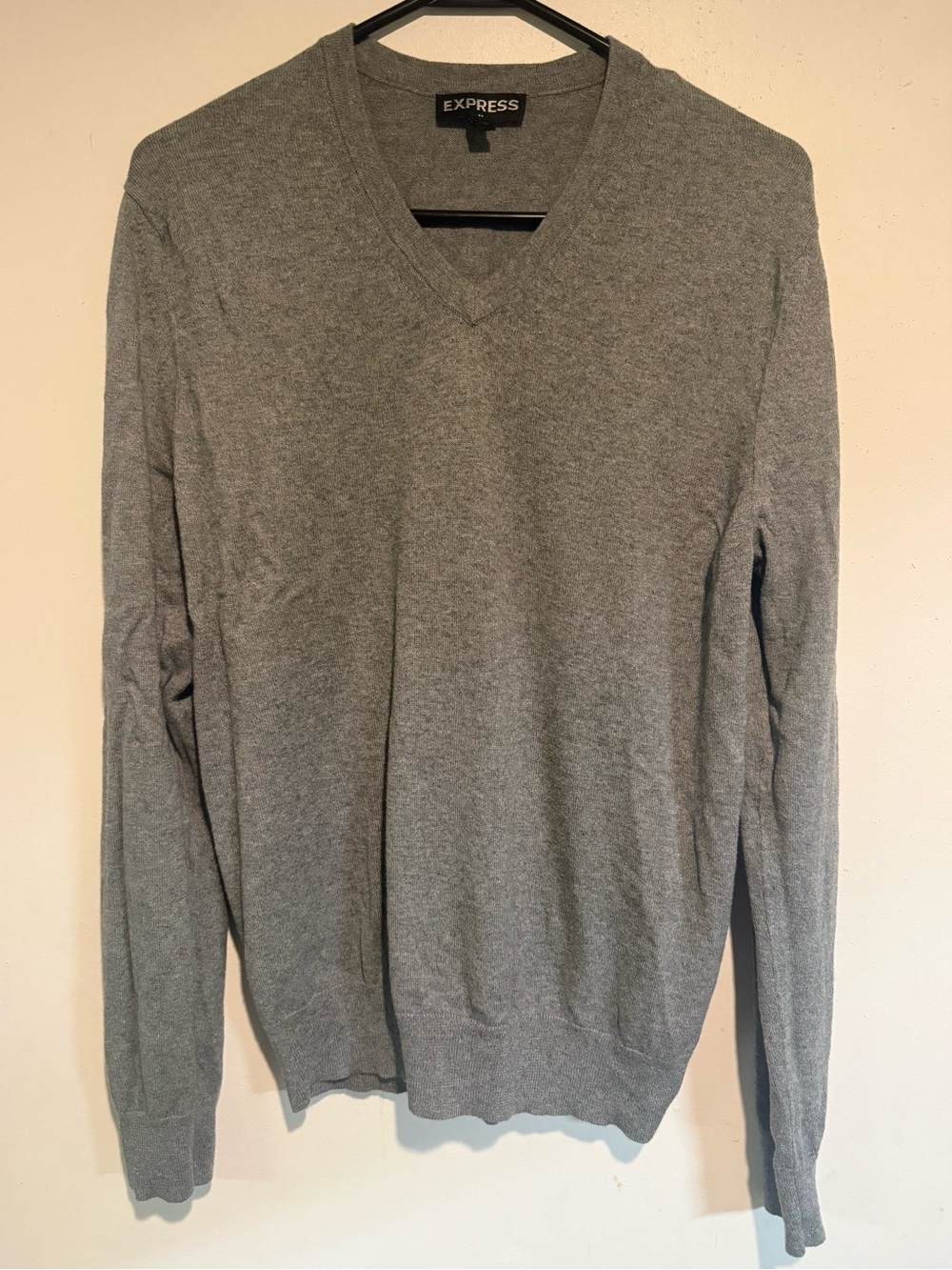 Express Men's V-Neck Sweater - Heather Gray